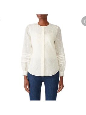 Tory Burch Cotton Silk blend Hayden Daisy Button Down Shirt Size 6
